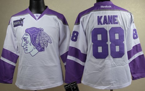 Personalized Women’s Chicago Blackhawks #88 Patrick Kane White Fights Cancer Jersey