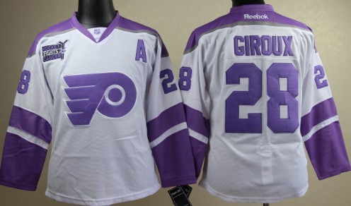 Personalized Women’s Philadelphia Flyers #28 Claude Giroux White Fights Cancer Jersey