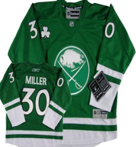Personalized Youth Buffalo Sabres #30 Ryan Miller St. Patrick’s Day Green Kids Jersey