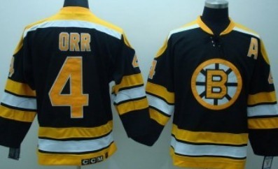 Personalized Youth Boston Bruins #4 Bobby Orr Black Throwback CCM Jersey