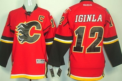 Personalized Youth Calgary Flames #12 Jarome Iginla Red Jersey