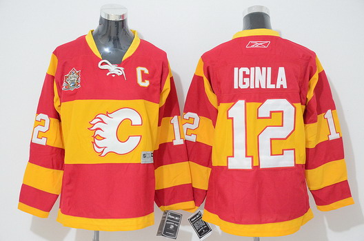 Personalized Youth Calgary Flames #12 Jarome Iginla Red Third Jersey