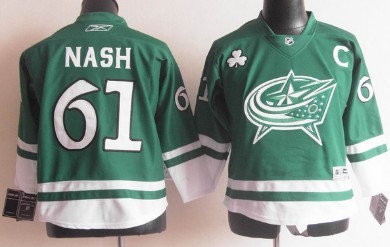 Personalized Youth Columbus Blue Jackets #61 Rick Nash St. Patrick’s Day Green Jersey