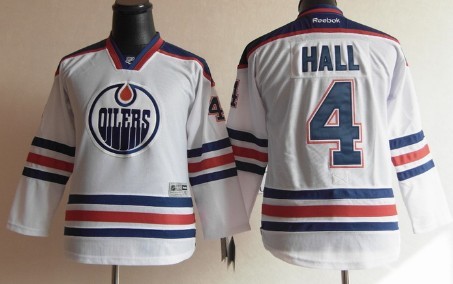 Personalized Youth Edmonton Oilers #4 Taylor Hall White Jersey