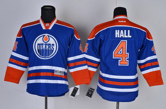 Personalized Youth Edmonton Oilers #4 Taylor Hall Royal Blue Jersey