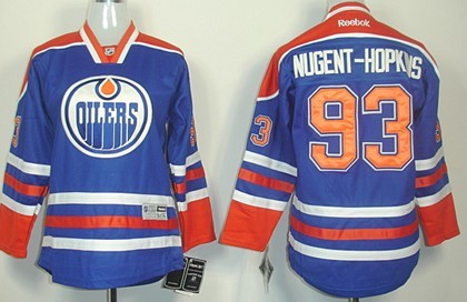 Personalized Youth Edmonton Oilers #93 Ryan Nugent-Hopkins Royal Blue Jersey
