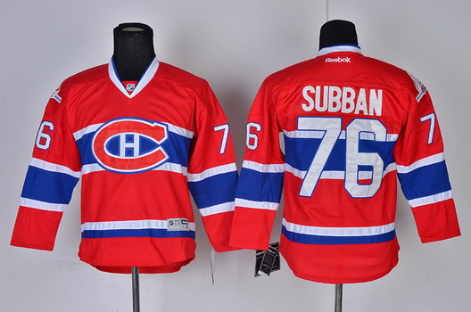 Personalized Youth Montreal Canadiens #76 P.K. Subban Red Jersey