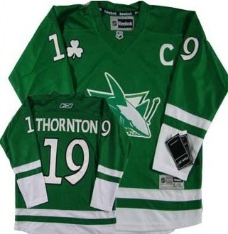 Personalized Youth San Jose Sharks #19 Joe Thornton St. Patrick’s Day Green Jersey