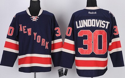 Personalized Youth New York Rangers #30 Henrik Lundqvist Navy Blue Third 85TH Jersey