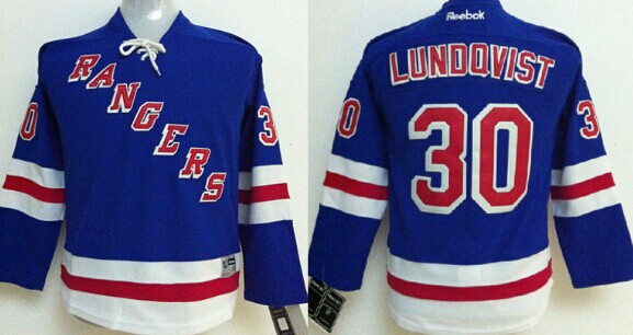 Personalized Youth New York Rangers #30 Henrik Lundqvist Light Blue Jersey