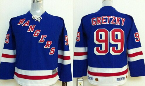 Personalized Youth New York Rangers #99 Wayne Gretzky Light Blue Throwback Jersey