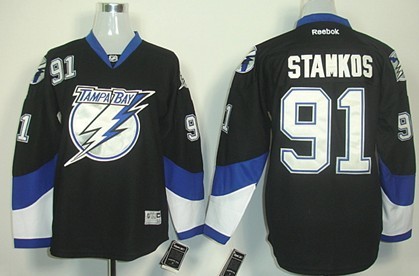 Personalized Youth Tampa Bay Lightning #91 Steven Stamkos Black Jersey