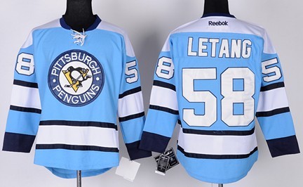 Personalized Youth Pittsburgh Penguins #58 Kris Letang Light Blue Jersey