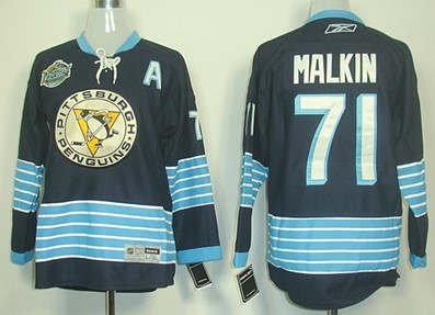 Personalized Youth Pittsburgh Penguins #71 Evgeni Malkin Navy Blue Third Jersey