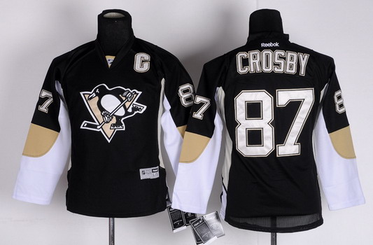 Personalized Youth Pittsburgh Penguins #87 Sidney Crosby Black Jersey