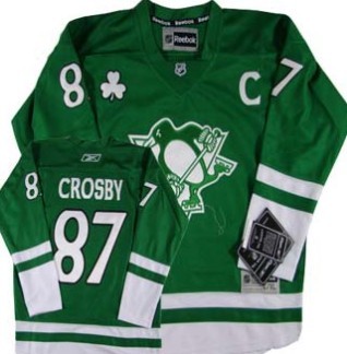 Personalized Youth Pittsburgh Penguins #87 Sidney Crosby St. Patrick’s Day Green Jersey