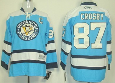 Personalized Youth Pittsburgh Penguins #87 Sidney Crosby Light Blue Jersey