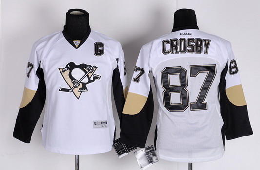 Personalized Youth Pittsburgh Penguins #87 Sidney Crosby White Jersey