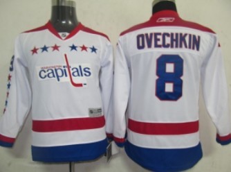 Personalized Youth Washington Capitals #8 Alex Ovechkin White Third Jersey