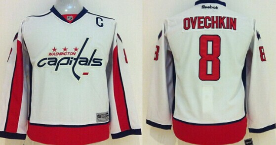 Personalized Youth Washington Capitals #8 Alex Ovechkin White Winter Jersey