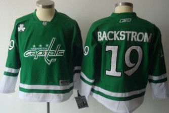Personalized Youth Washington Capitals #19 Nicklas Backstrom St. Patrick’s Day Green Jersey