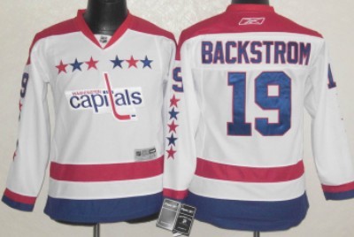 Personalized Youth Washington Capitals #19 Nicklas Backstrom White Third Jersey