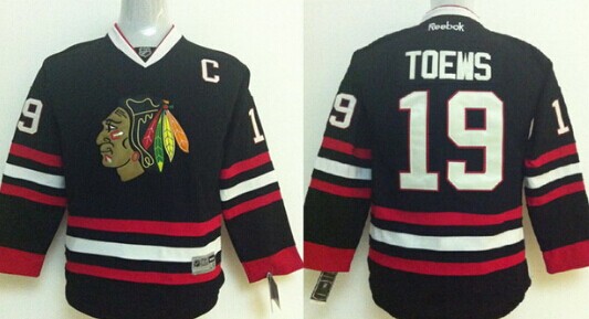 Personalized Youth Chicago Blackhawks #19 Janathan Toews Black Jersey