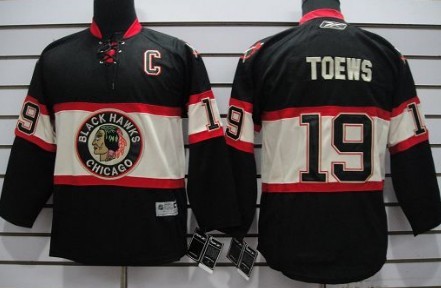 Personalized Youth Chicago Blackhawks #19 Janathan Toews Black Third Jersey