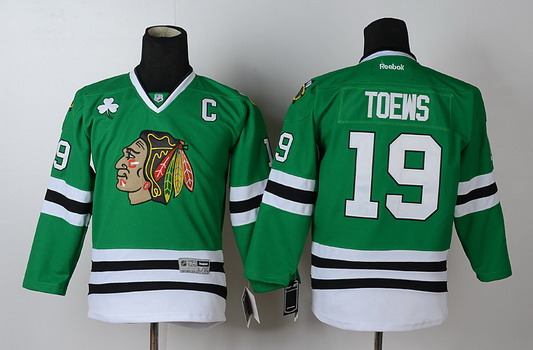 Personalized Youth Chicago Blackhawks #19 Janathan Toews Green Jersey