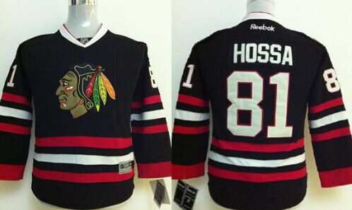 Personalized Youth Chicago Blackhawks #81 Marian Hossa Black Jersey