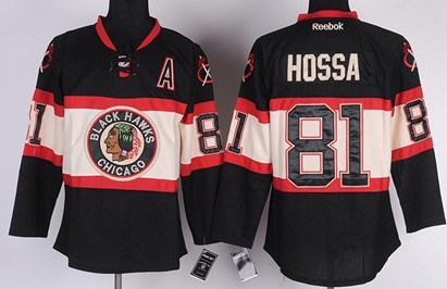 Personalized Youth Chicago Blackhawks #81 Marian Hossa Black Third Jersey