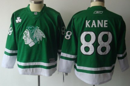 Personalized Youth Chicago Blackhawks #88 Patrick Kane St. Patrick’s Day Green Jersey