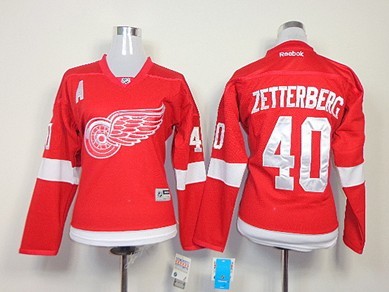 Personalized Women’s Detroit Red Wings #40 Henrik Zetterberg Red Jersey