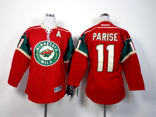Personalized Youth Minnesota Wild #11 Zach Parise Red Jersey