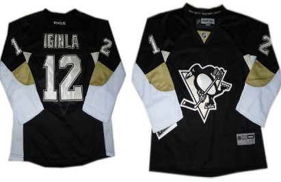 Personalized Youth Pittsburgh Penguins #12 Jarome Iginla Black Jersey