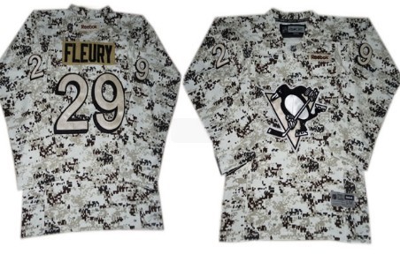Personalized Youth Pittsburgh Penguins #29 Marc-Andre Fleury White Camo Jersey