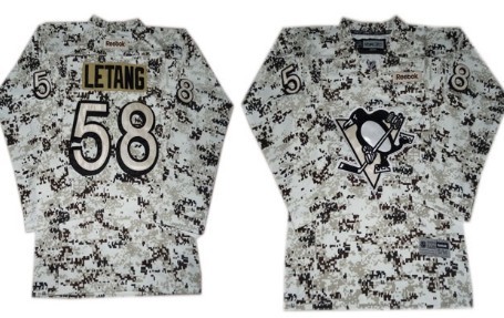Personalized Youth Pittsburgh Penguins #58 Kris Letang White Camo Jersey