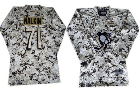 Personalized Youth Pittsburgh Penguins #71 Evgeni Malkin White Camo Jersey