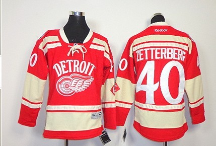 Personalized Youth Detroit Red Wings #40 Henrik Zetterberg 2014 Winter Classic Red Jersey