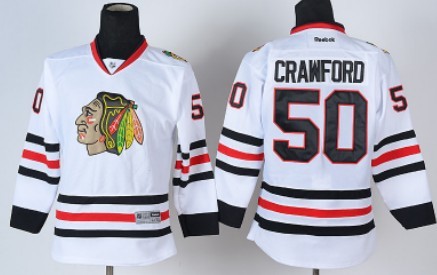 Personalized Youth Chicago Blackhawks #50 Corey Crawford White Jersey