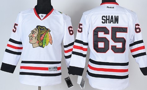 Personalized Youth Chicago Blackhawks #65 Andrew Shaw White Jersey