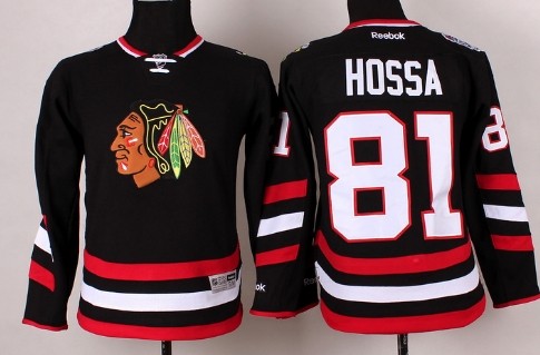 Personalized Youth Chicago Blackhawks #81 Marian Hossa 2014 Stadium Series Black Jersey