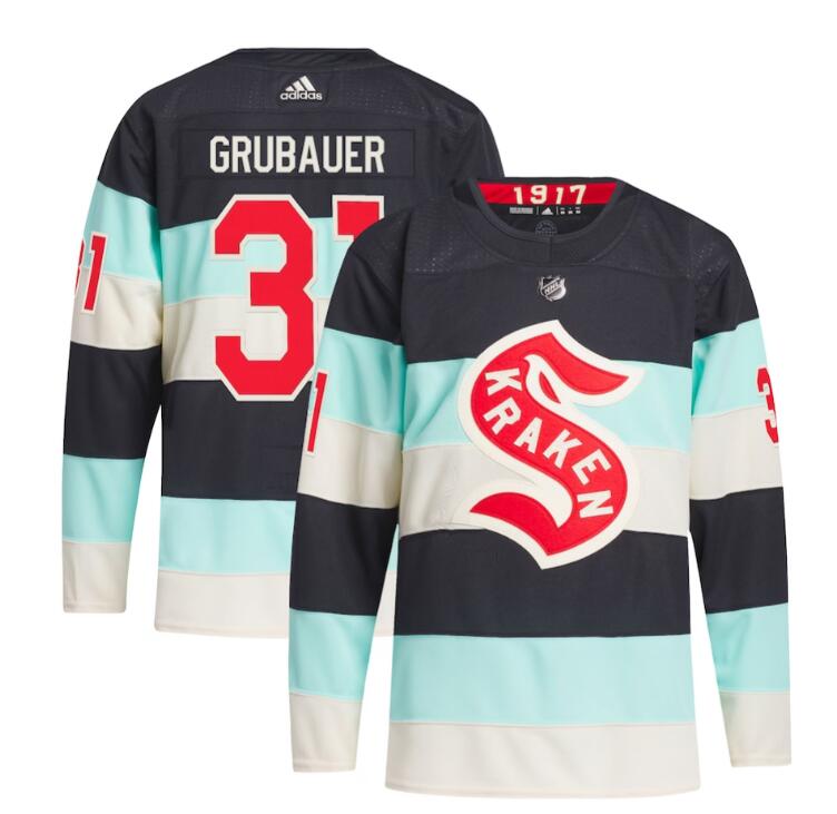 Personalized Philipp Grubauer Seattle Kraken 2024 NHL Winter Classic Primegreen Authentic Player Jersey Deep Sea Blue