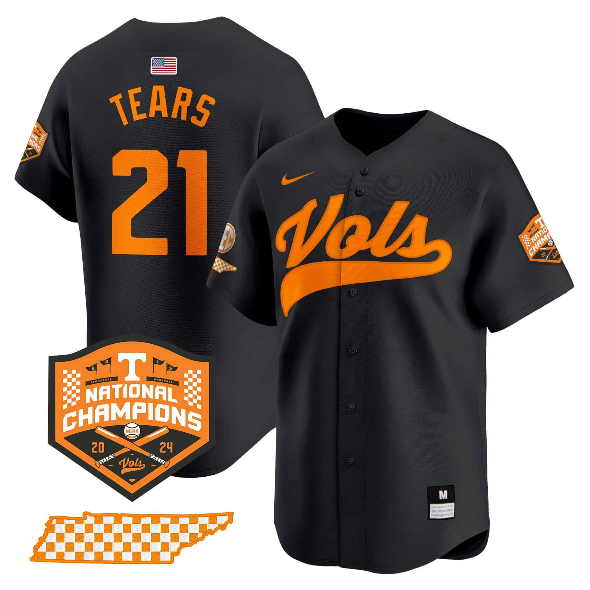 Personalized Tennessee Volunteers 2024 Champions Premier Limited baseball Jersey All Stitched Black #21 Kavares Tears