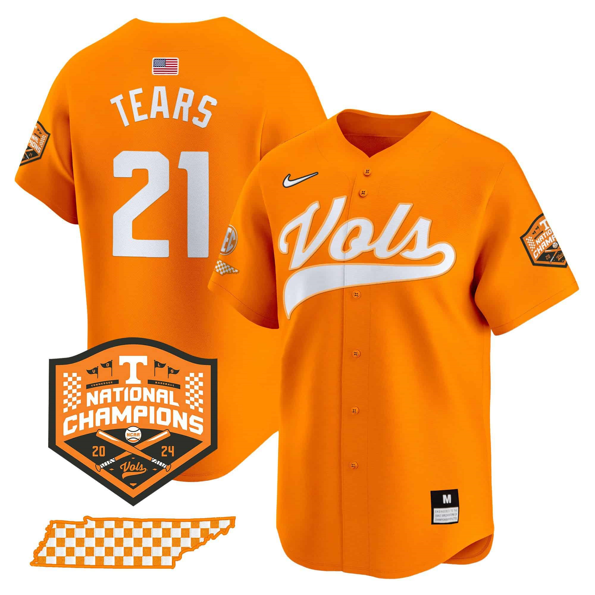 Personalized Tennessee Volunteers 2024 Champions Premier Limited baseball Jersey All Stitched Orange #21 Kavares Tears
