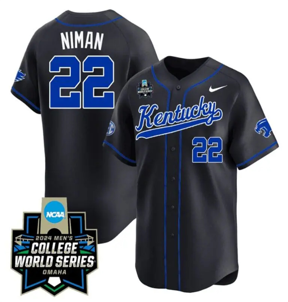 Personalized Dom Niman Jersey #22 Kentucky Wildcats 2024 College World Series Premier Limited NCAA Baseball Stitched Black