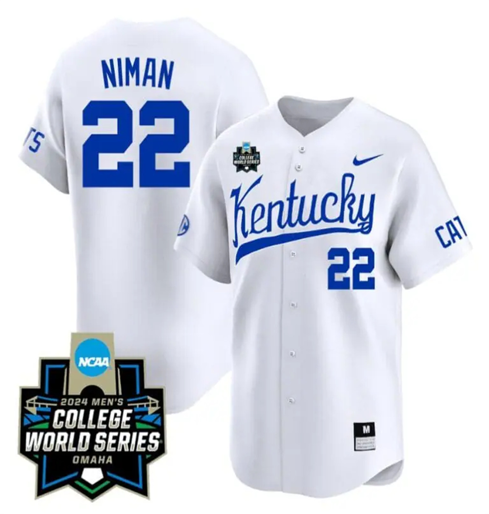 Personalized Dom Niman Jersey #22 Kentucky Wildcats 2024 College World Series Premier Limited NCAA Baseball Stitched White