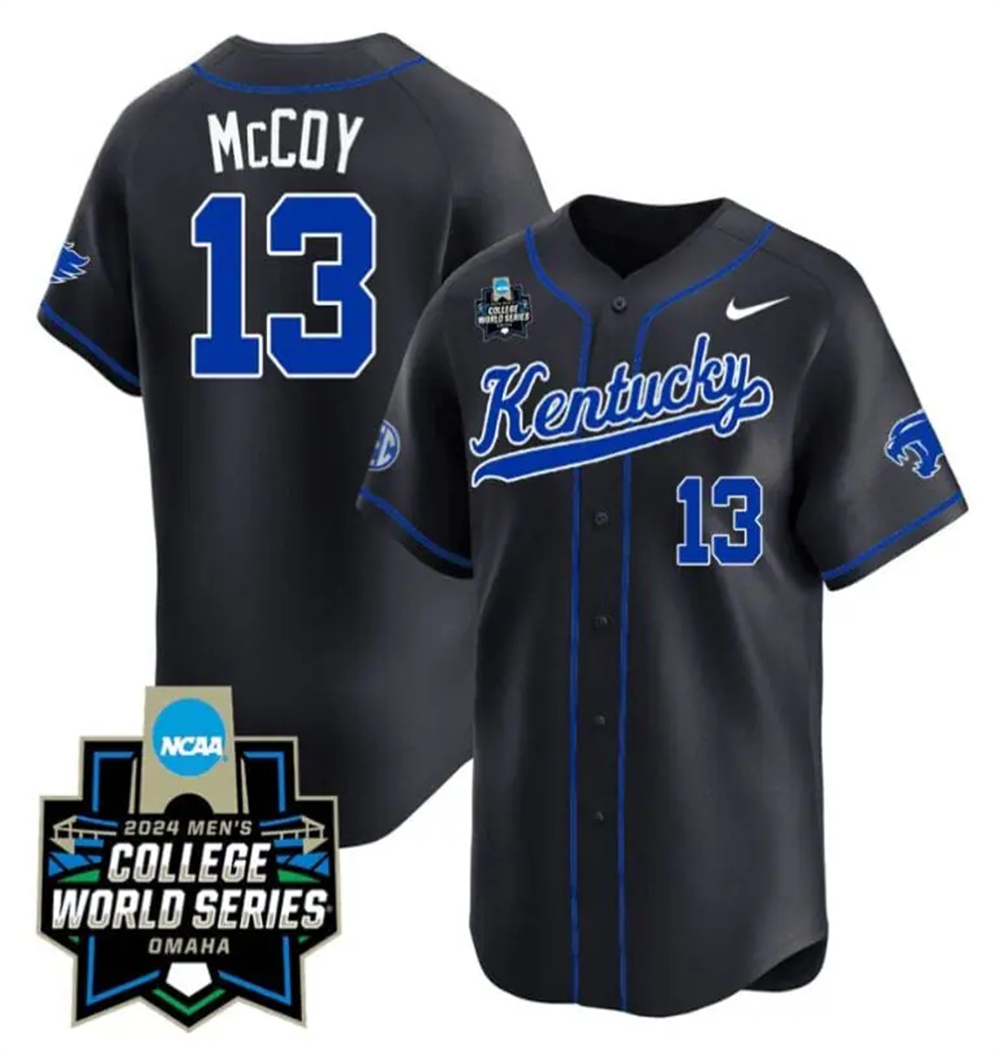Personalized James McCOY Jersey #13 Kentucky Wildcats 2024 College World Series Premier Limited NCAA Baseball Stitched Black