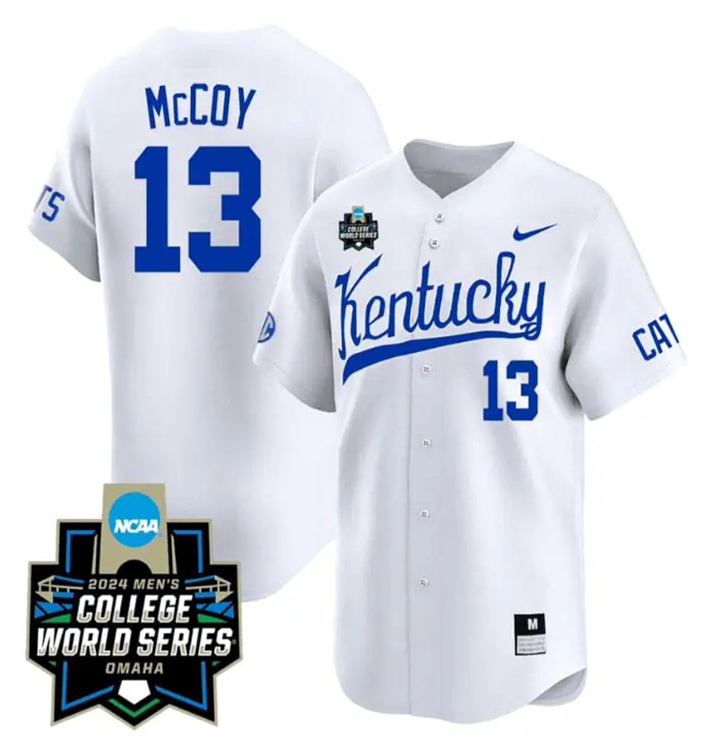 Personalized James McCOY Jersey #13 Kentucky Wildcats 2024 College World Series Premier Limited NCAA Baseball Stitched White