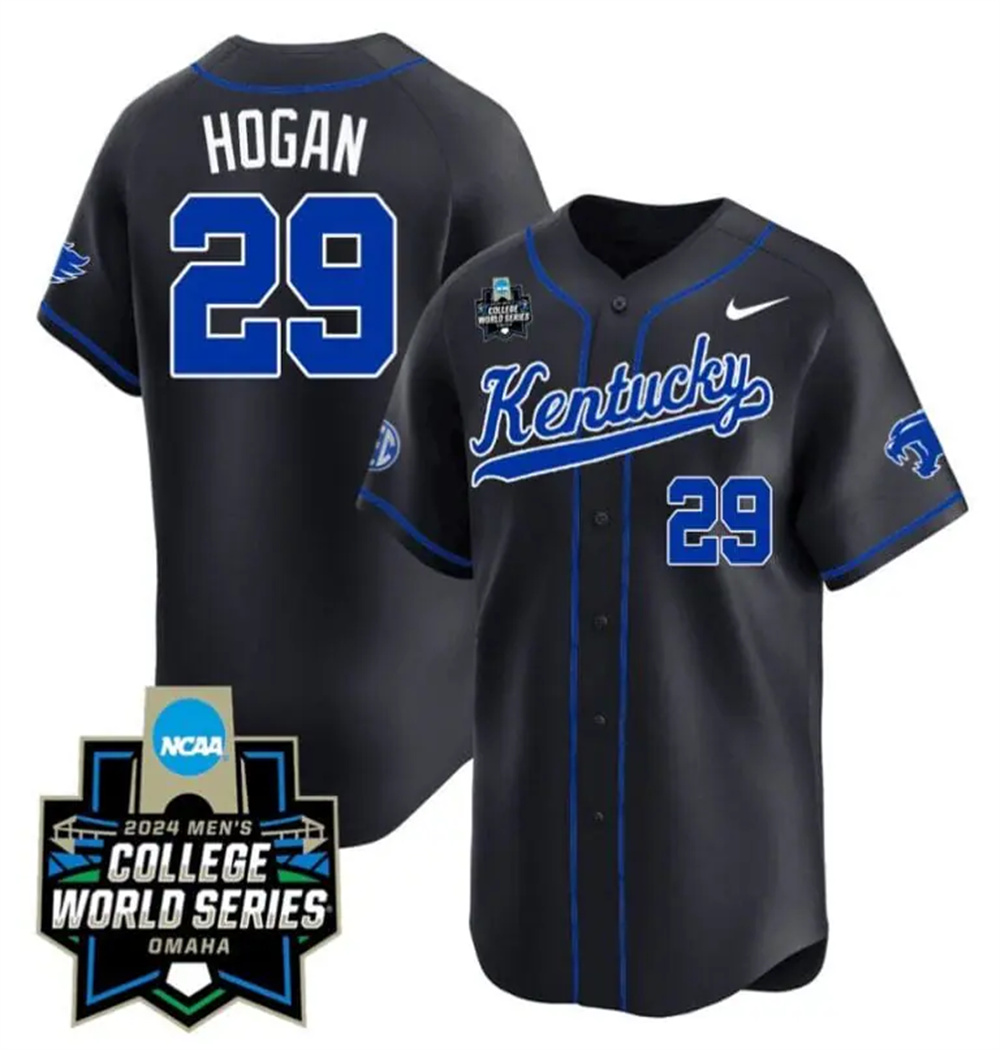 Personalized Robert Hogan Jersey #29 Kentucky Wildcats 2024 College World Series Premier Limited NCAA Baseball Stitched Black